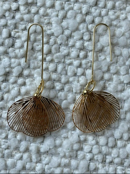 Golden petal drop earring