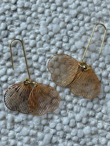 Golden petal drop earring